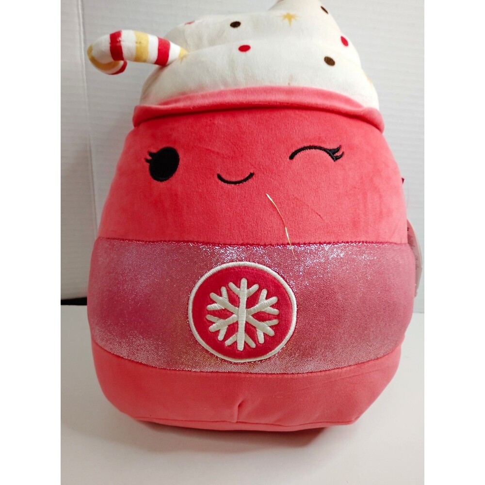 Squishmallows Tinsley Pink/White Christmas Cocoa Cup Plush, Washable, 2024 3+